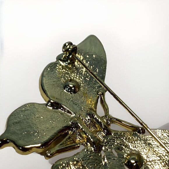 Vintage Danecraft Butterfly Brooch Pin Gold Pink Purple Green Signed - Picture 3 of 6